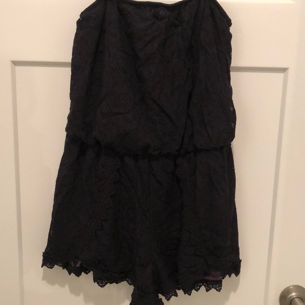 Free People Black lace romper